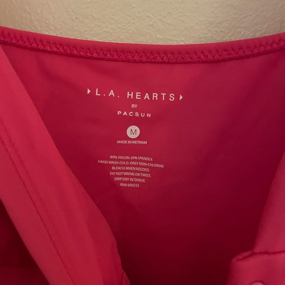L.A. Hearts by Pacsun Hot Pink V-neck Front Tie One Piece Swimsuit - Picture 7 of 7